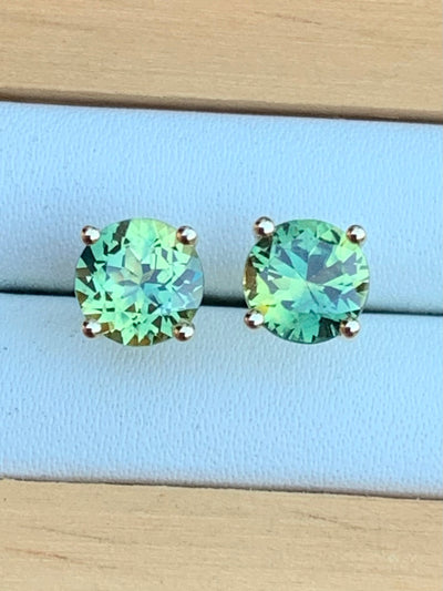 Australian Parti Sapphire Earrings ~ 6mm Gold Studs