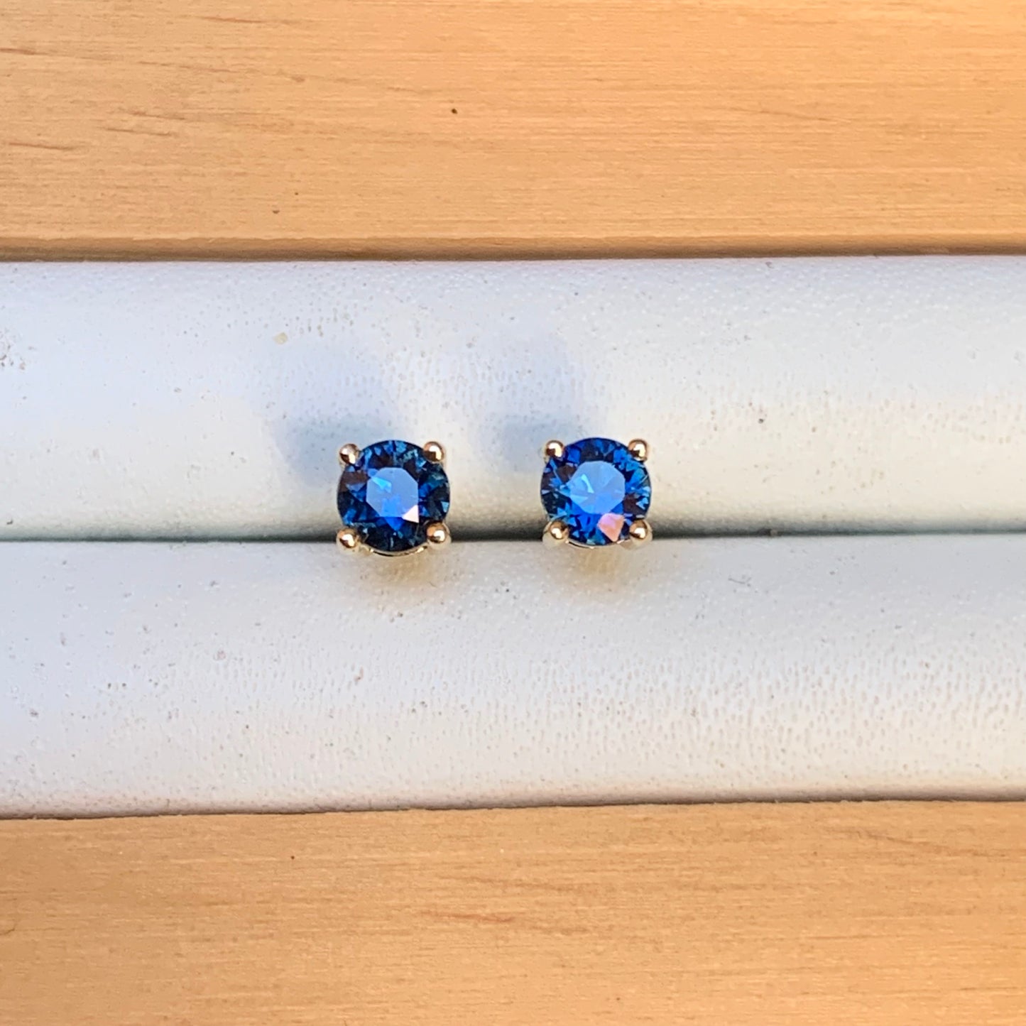 Blue Australian Sapphire Earrings ~ 3.5mm Gold Studs