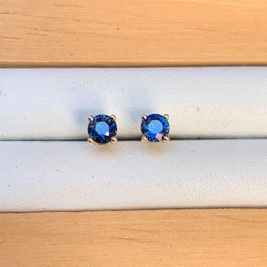 Blue Australian Sapphire Earrings ~ 3.5mm Gold Studs