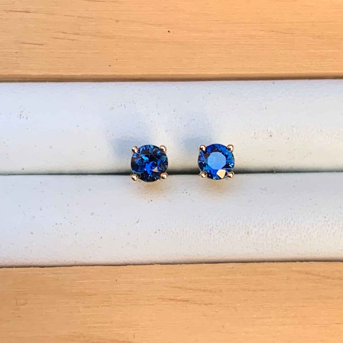 Blue Australian Sapphire Earrings ~ 3.5mm Gold Studs