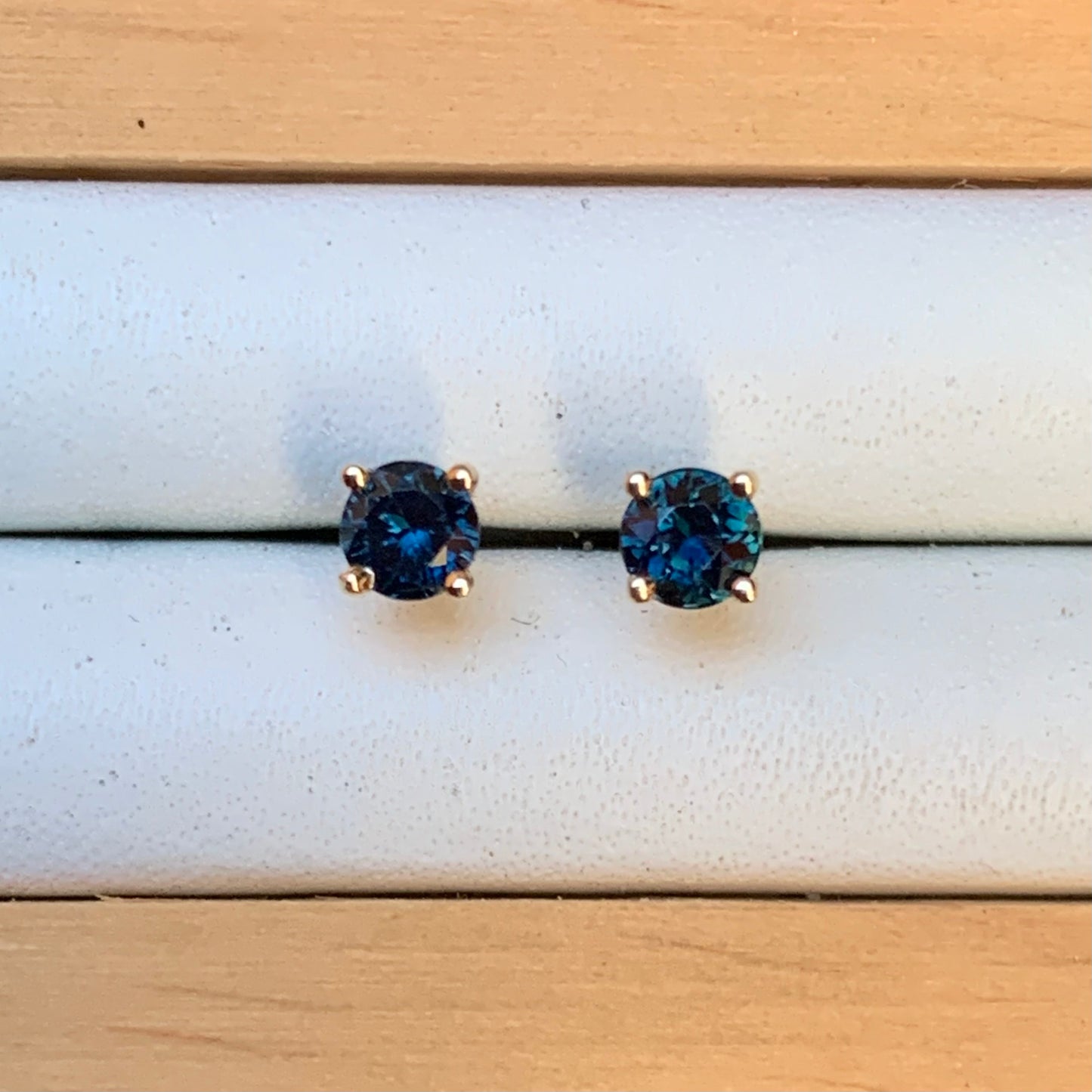 Blue Australian Sapphire Earrings ~ 3.5mm Gold Studs