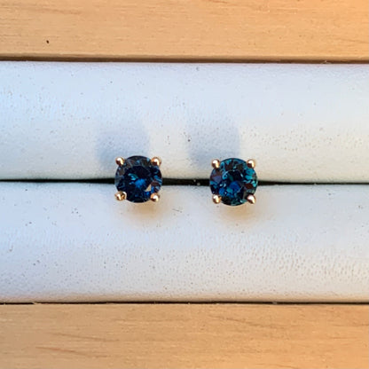 Blue Australian Sapphire Earrings ~ 3.5mm Gold Studs