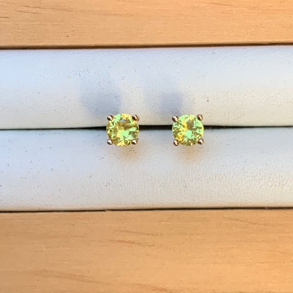Yellow Australian Sapphire Earrings ~ 3.5mm Gold Studs