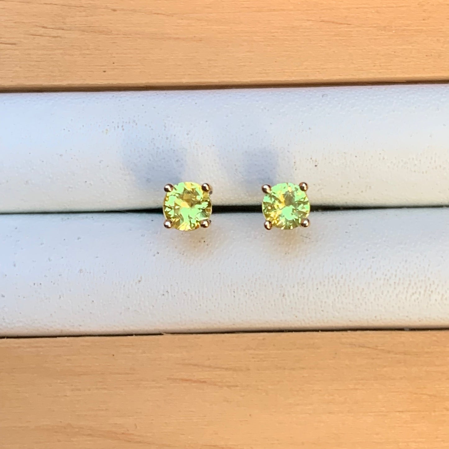 Yellow Australian Sapphire Earrings ~ 3.5mm Gold Studs