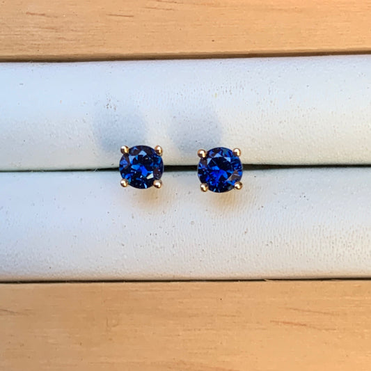 Blue Australian Sapphire Earrings ~ 3.5mm Gold Studs