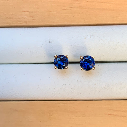 Blue Australian Sapphire Earrings ~ 3.5mm Gold Studs