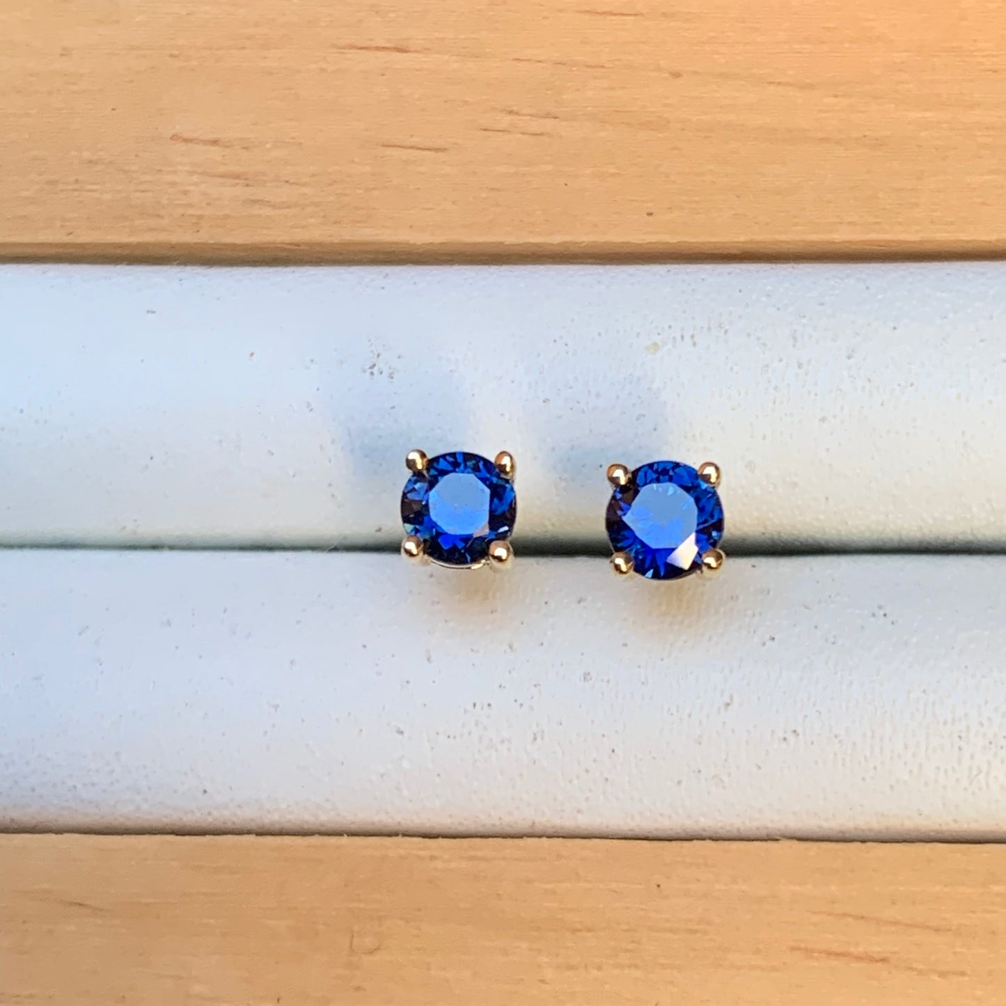 Blue Australian Sapphire Earrings ~ 3.5mm Gold Studs