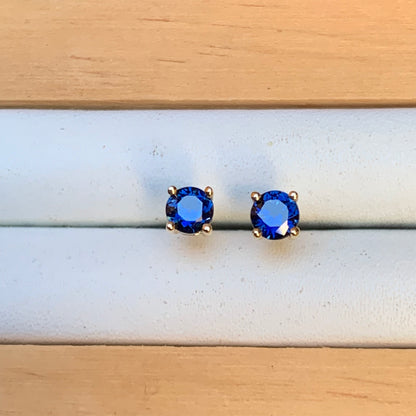 Blue Australian Sapphire Earrings ~ 3.5mm Gold Studs