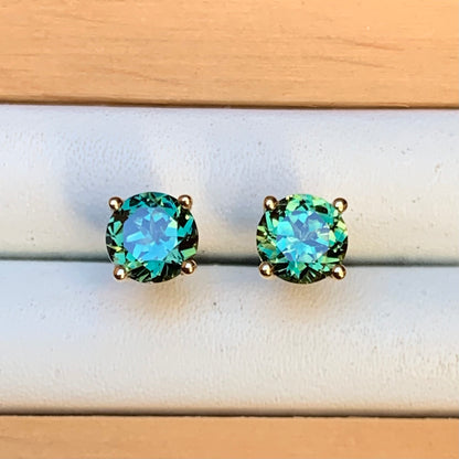 Teal Australian Parti Sapphire Earrings ~ 5mm Gold Studs