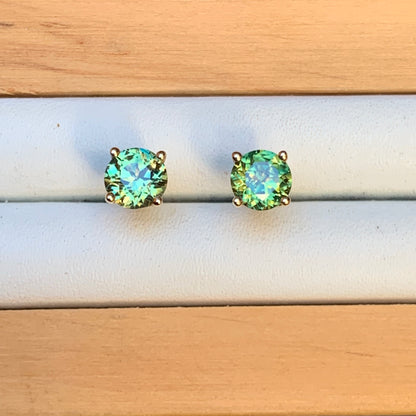 Australian Parti Sapphire Earrings ~ 5mm Gold Studs