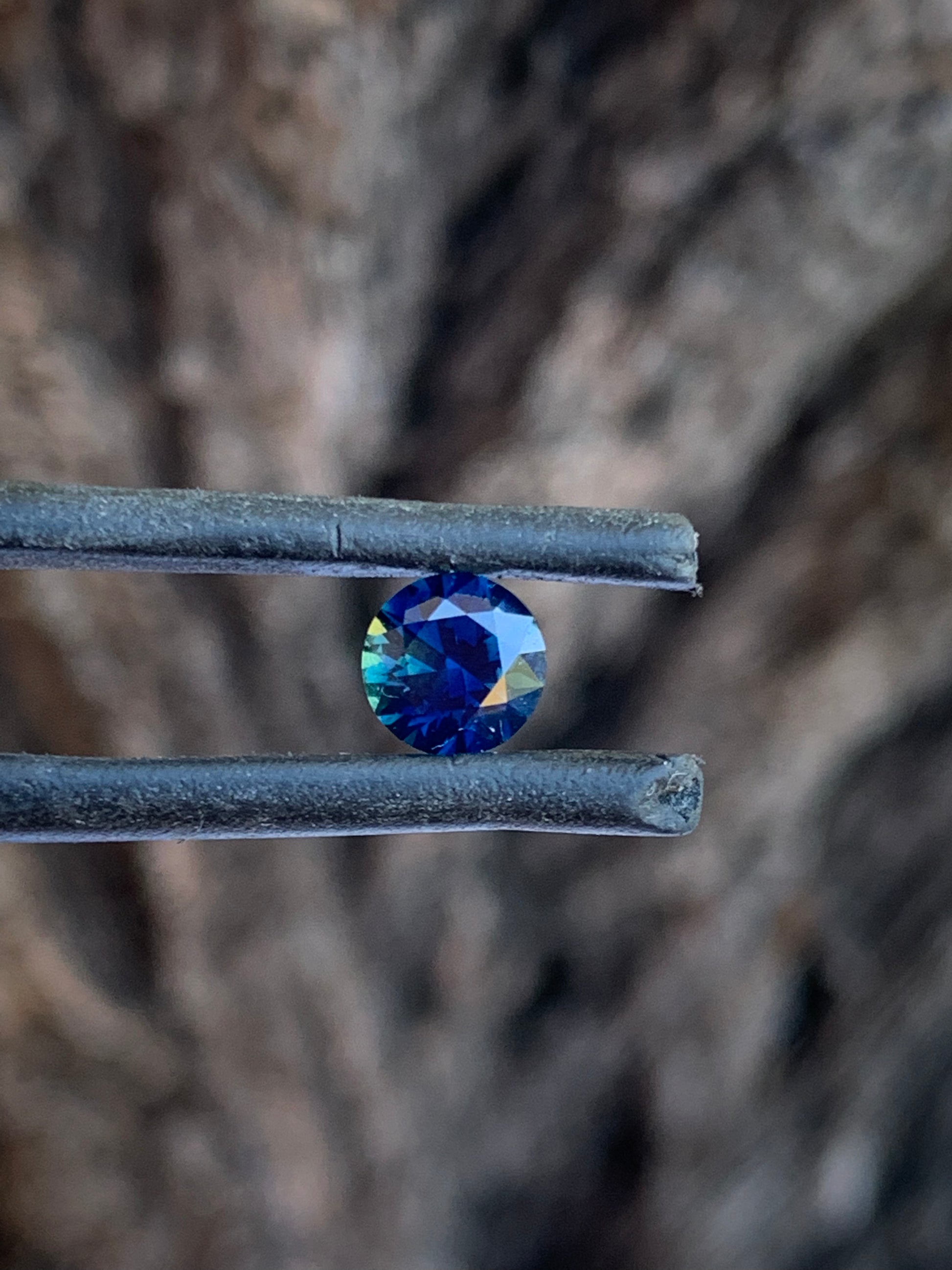 Vivid blue Australian parti sapphire personally hand-mined in the Central Queensland Gemfields