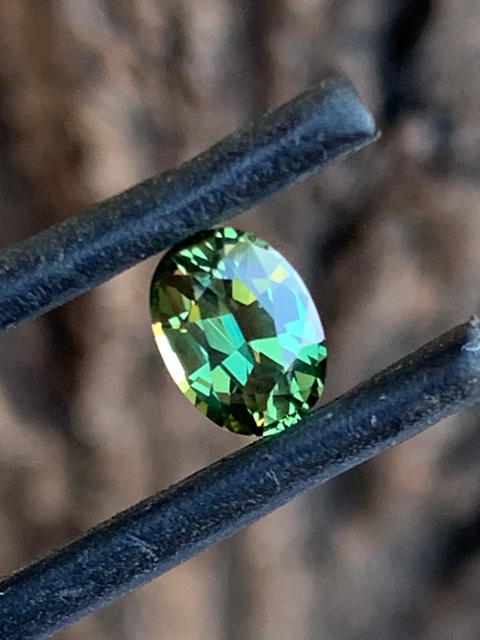 1.12ct bright green Australian sapphire oval cut from the Central Queensland Gemfields