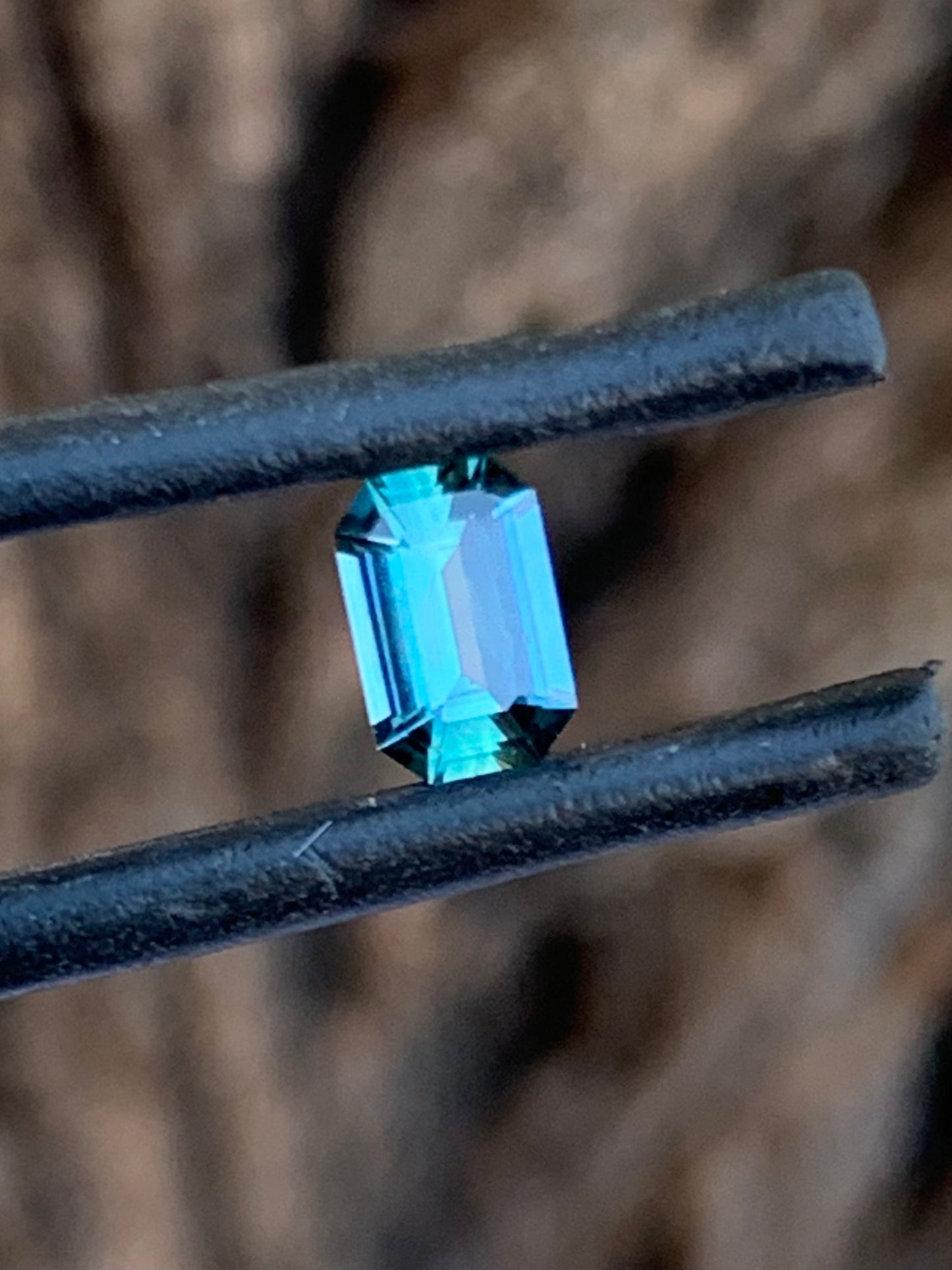 0.72ct teal emerald cut Australian sapphire from the Central Queensland Gemfields