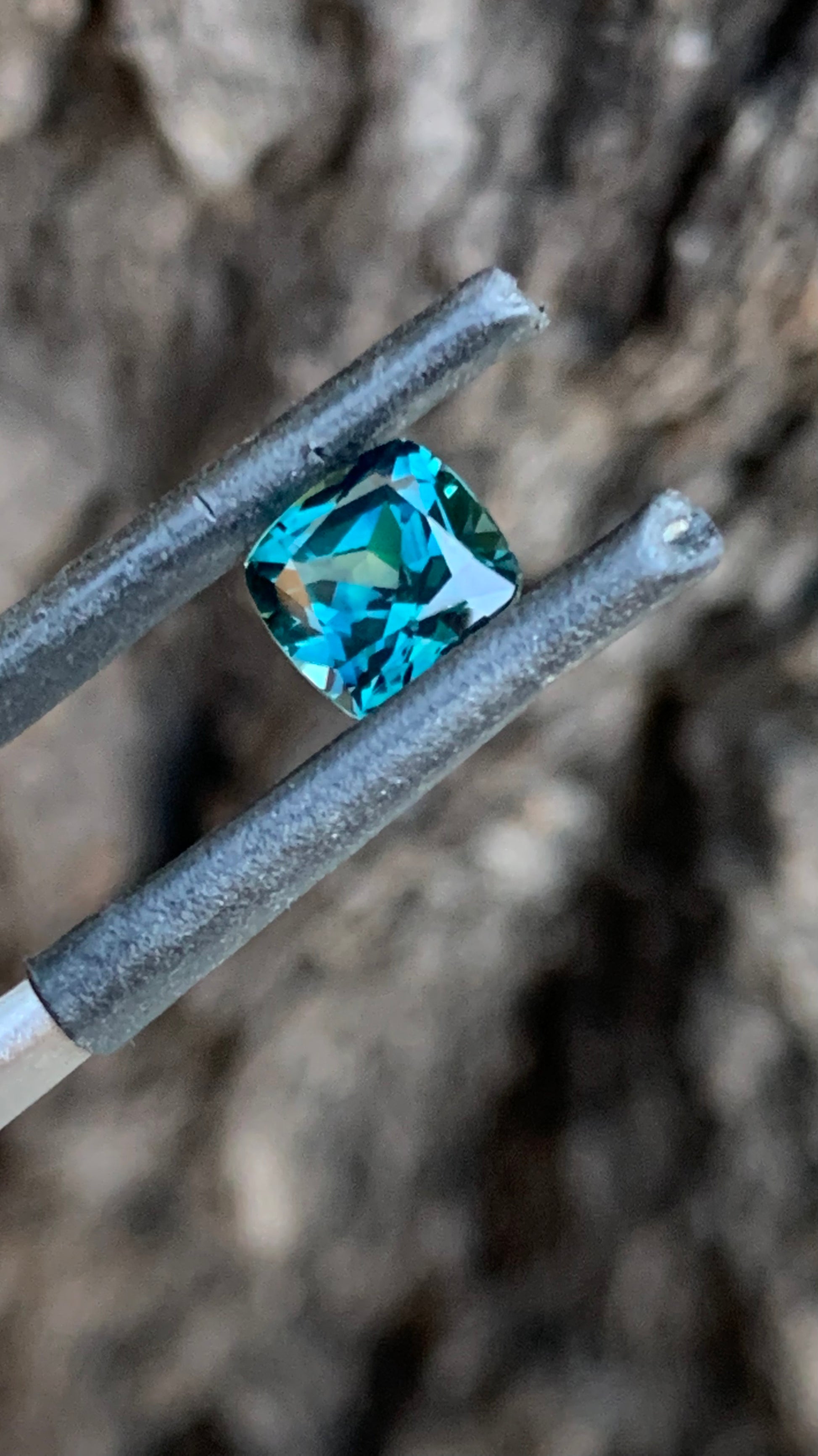 Natural Australian blue sapphire with rare vivid colour and square cushion cut
