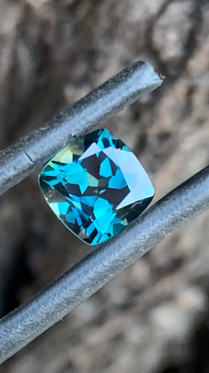 2.08ct vibrant blue Australian sapphire square cushion cut from the Central Queensland Gemfields