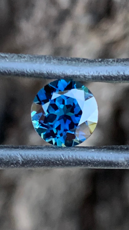 1.62ct vivid blue Australian sapphire round cut from the Central Queensland Gemfields